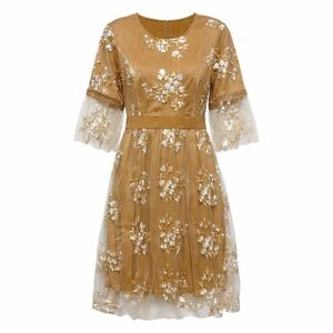 NWT Petal Lush Fairycore Embroidered Tulle Dress Women Sz L Cottagecore Whimsy